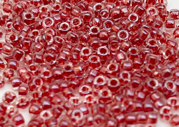 Japanese Seed Beads Destash Size 11/0- Inside Color Red/Clear 30 grams