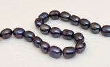 High Luster Freshwater Oval Rice Pearl Beads Dark Blue Purple