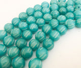Nut Beads Buri Round Carved 12mm 16” strand Turquoise