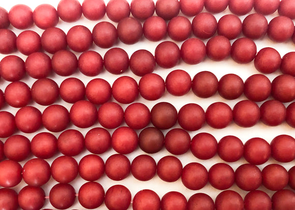 Buri Nut Beads 8mm Round Red~16 inch strand