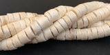 5mm Coconut Heishi, Coco Heishi, Natural Wood Beads, Coconut Shell Heishi  Cream Off White 24" strand