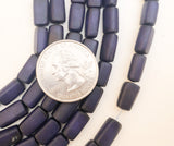 Rectangle Buri Beads Navy Blue 16" strand