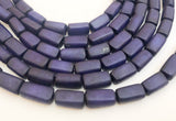 Rectangle Buri Beads Navy Blue 16" strand