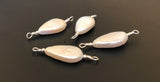 Flat Teardrop Pearl Connector Beads Sterling Silver