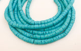 5mm Coconut Heishi, Coco Heishi, Natural Wood Beads, Coconut Shell Heishi  Turquoise 24" strand