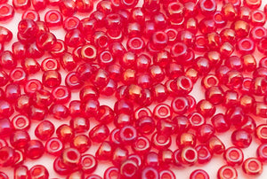 30 Grams Japanese Seed Beads Destash Size 11/0- Transparent Red Rainbow